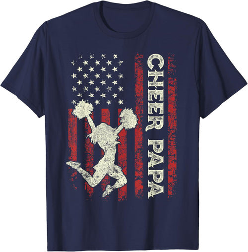 Cheer Papa US Flag Dad Men Patriotic Cheerleader Fathers Day