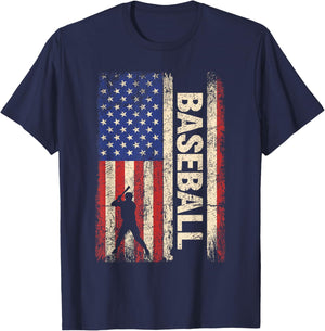 Baseball American US Flag Shirt Vintage 4th of July Men Kids T-Shirt - T-Shirt | Navy