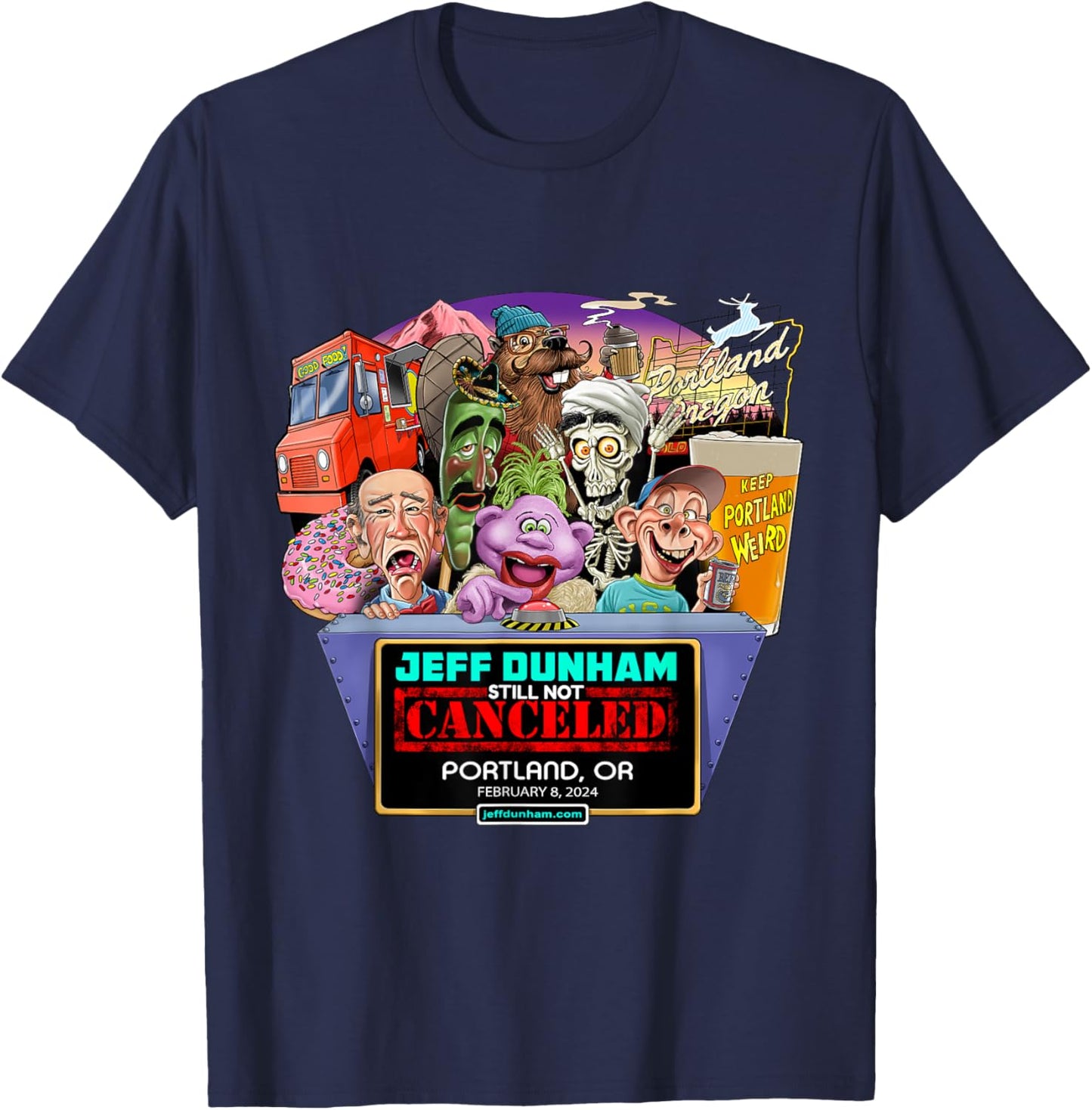 Jeff Dunham Portland, OR (2024) T-Shirt - T-Shirt | Navy