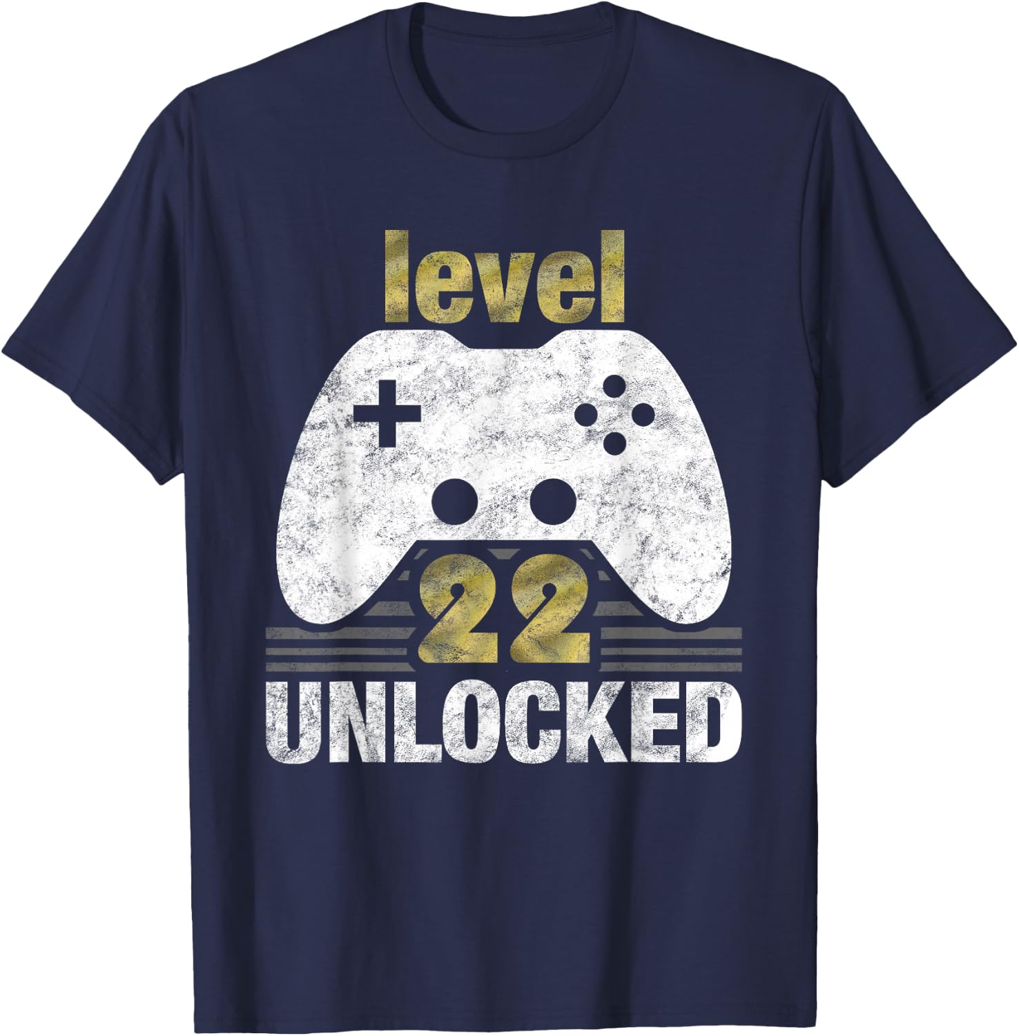Level 22 Unlocked 22nd Birthday 22 Year Old Gift Gamers T-Shirt - T-Shirt | Navy