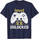 Level 22 Unlocked 22nd Birthday 22 Year Old Gift Gamers T-Shirt - T-Shirt | Navy