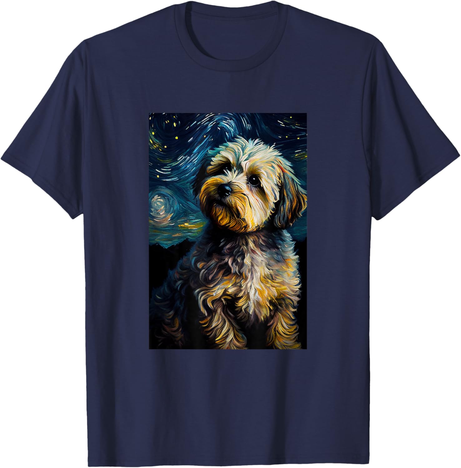 Yorkiepoo in Starry Night Painting Dog Mom Dad Men Women Kids T-Shirt - T-Shirt | Navy
