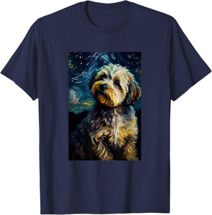 Yorkiepoo in Starry Night Painting Dog Mom Dad Men Women Kids T-Shirt - T-Shirt | Navy