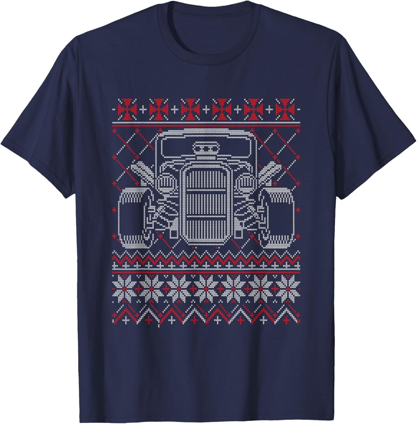 Hot-Rod Racing Fancy Car Mechanic Ugly Christmas Sweater T-Shirt - T-Shirt | Navy