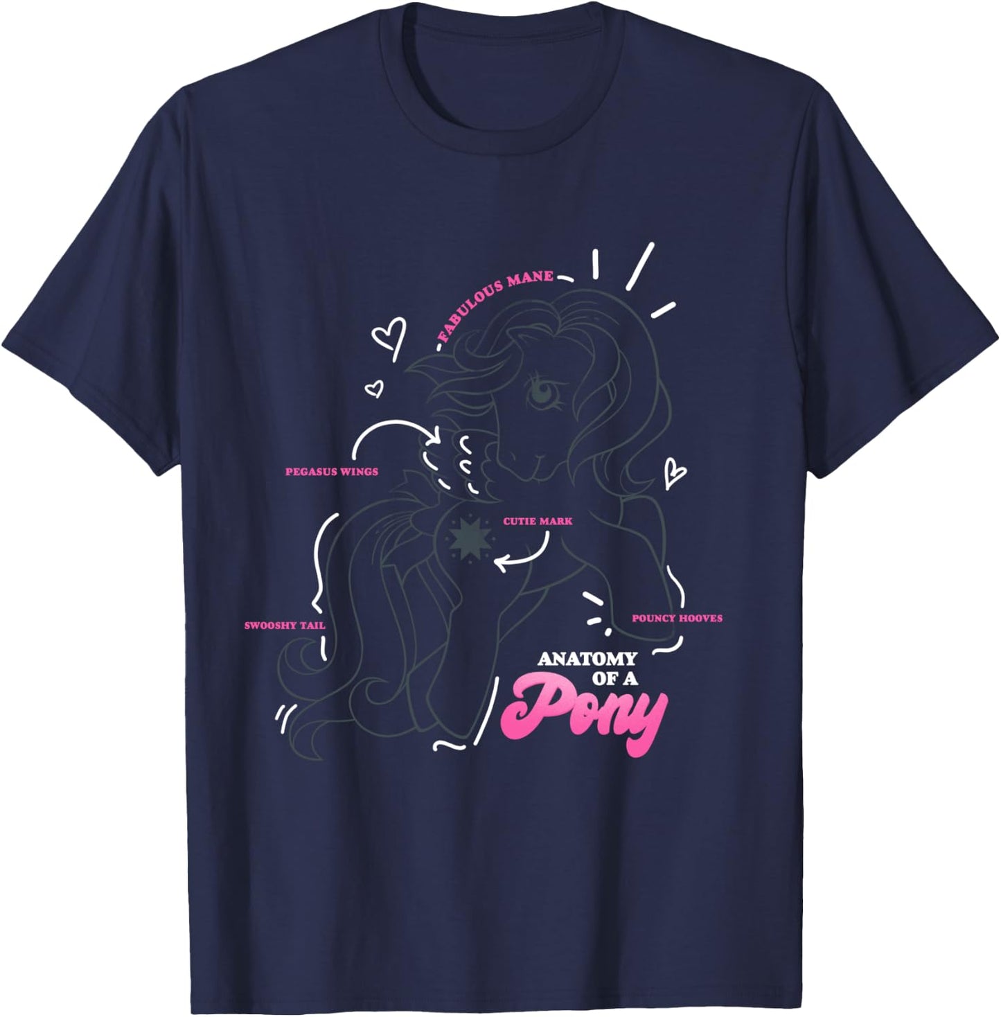 My Little Pony Starshine Anatomy Of A Pony Vintage Diagram T-Shirt - T-Shirt | Navy