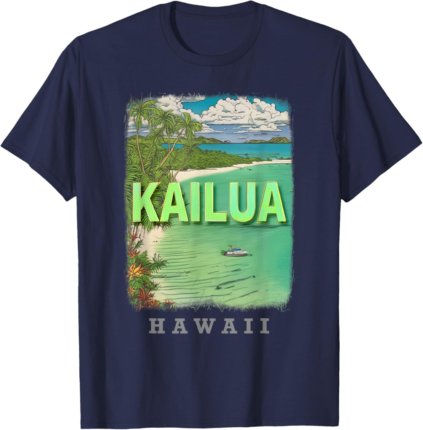 Kailua Hawaii HI Tropical Paradise SD586 T-Shirt - T-Shirt | Navy