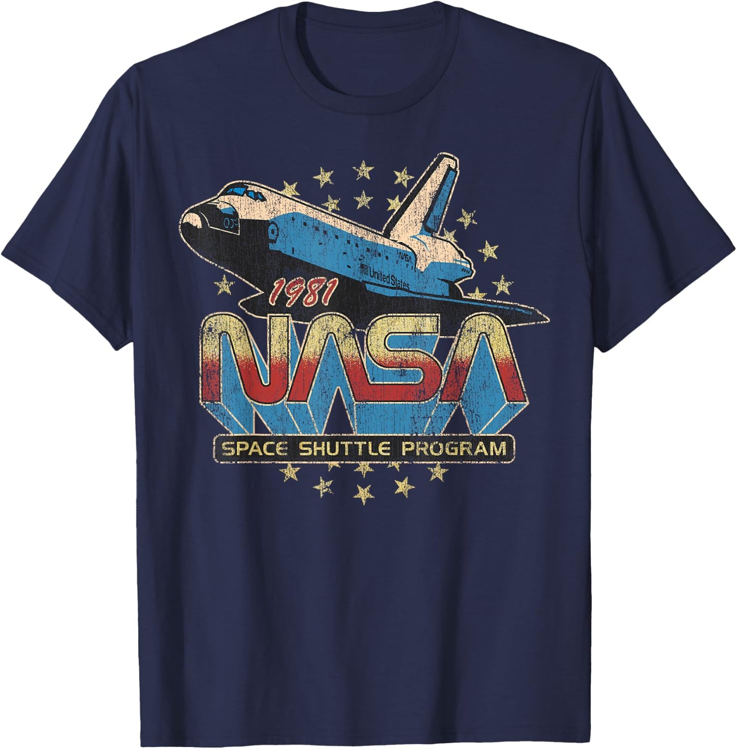 NASA Space Shuttle Program 1981 Distressed T-Shirt - T-Shirt | Navy
