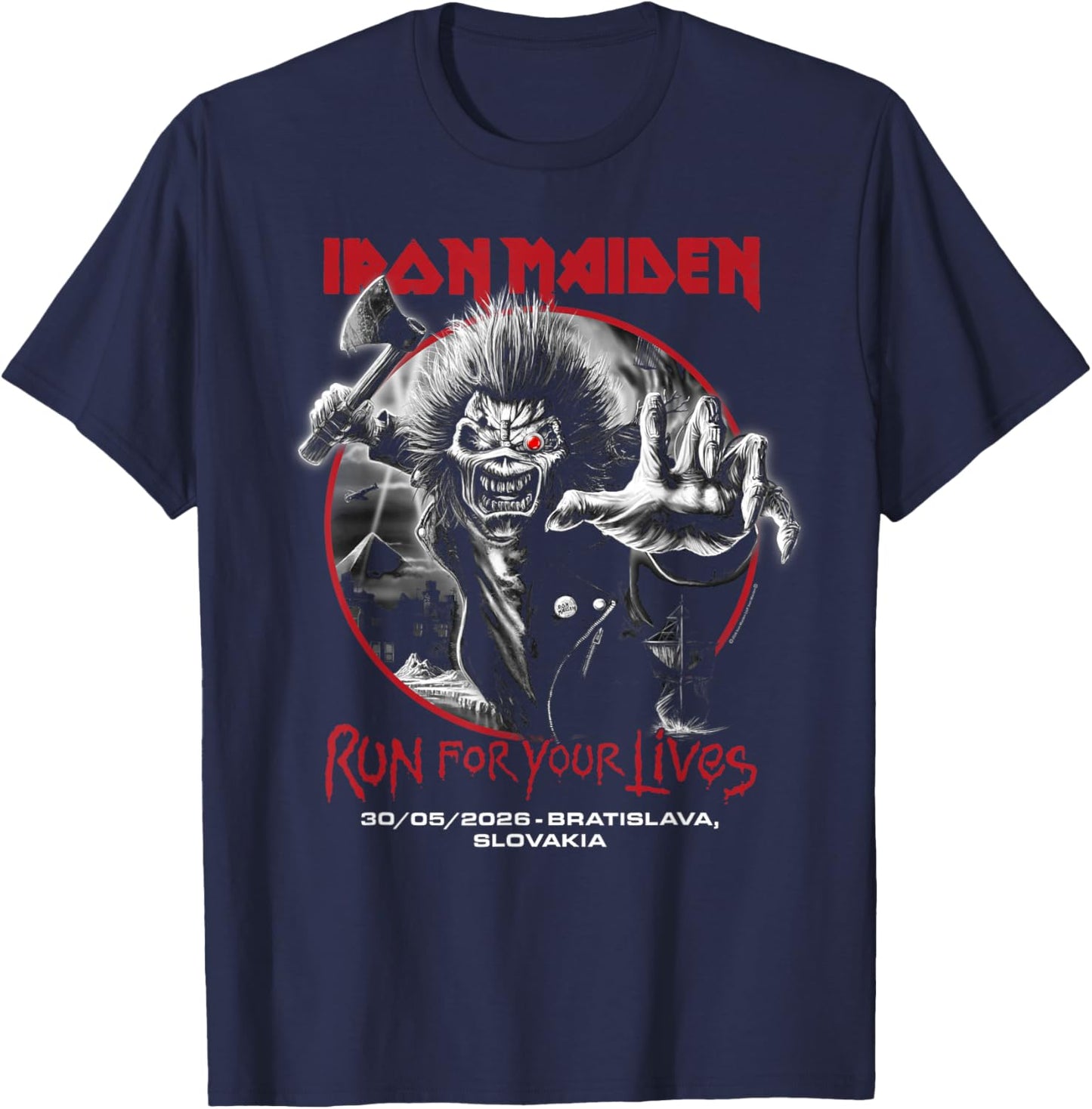 Iron Maiden Run for Your Lives Tour 2026 Bratislava T-Shirt - T-Shirt | Navy