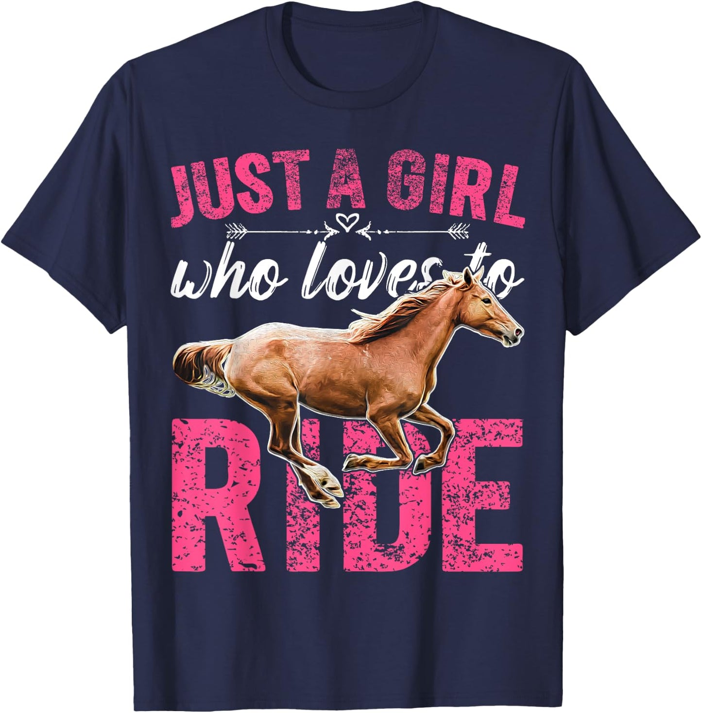 Just a Girl Who Loves to Ride Horses Horseback Riding Gift T-Shirt - T-Shirt | Navy