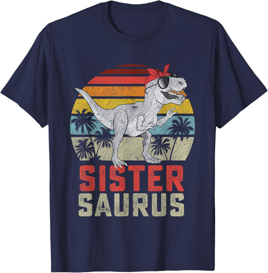 Sistersaurus T Rex Dinosaur Sister Saurus Family Matching T-Shirt - T-Shirt | Navy