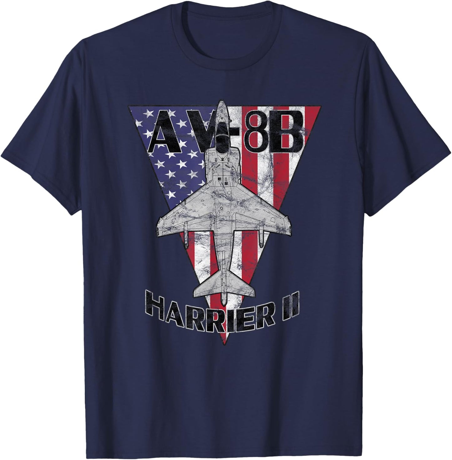 AV-8B Harrier II Jet Patriotic Airplane Vintage Design T-Shirt - T-Shirt | Navy