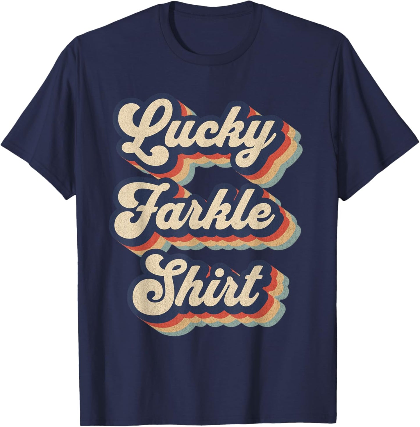 Lucky Farkle Shirt Vintage Farkle Dice Game T-Shirt - T-Shirt | Navy