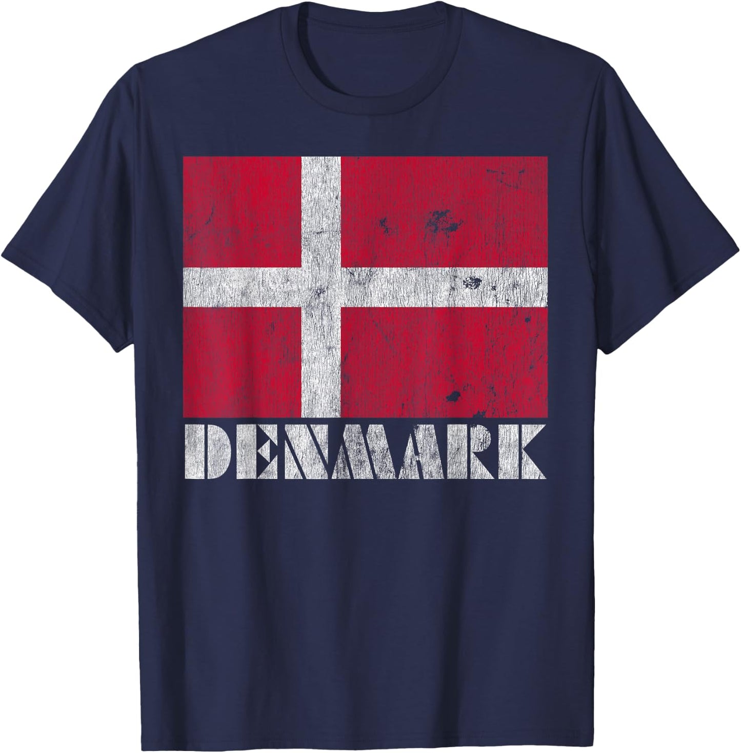 Danish Denmark Flag Shirt Vintage Country Souvenir Gift T-Shirt - T-Shirt | Navy