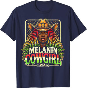 Melanin Cowgirls African American Cowgirl Swag T-Shirt - T-Shirt | Navy