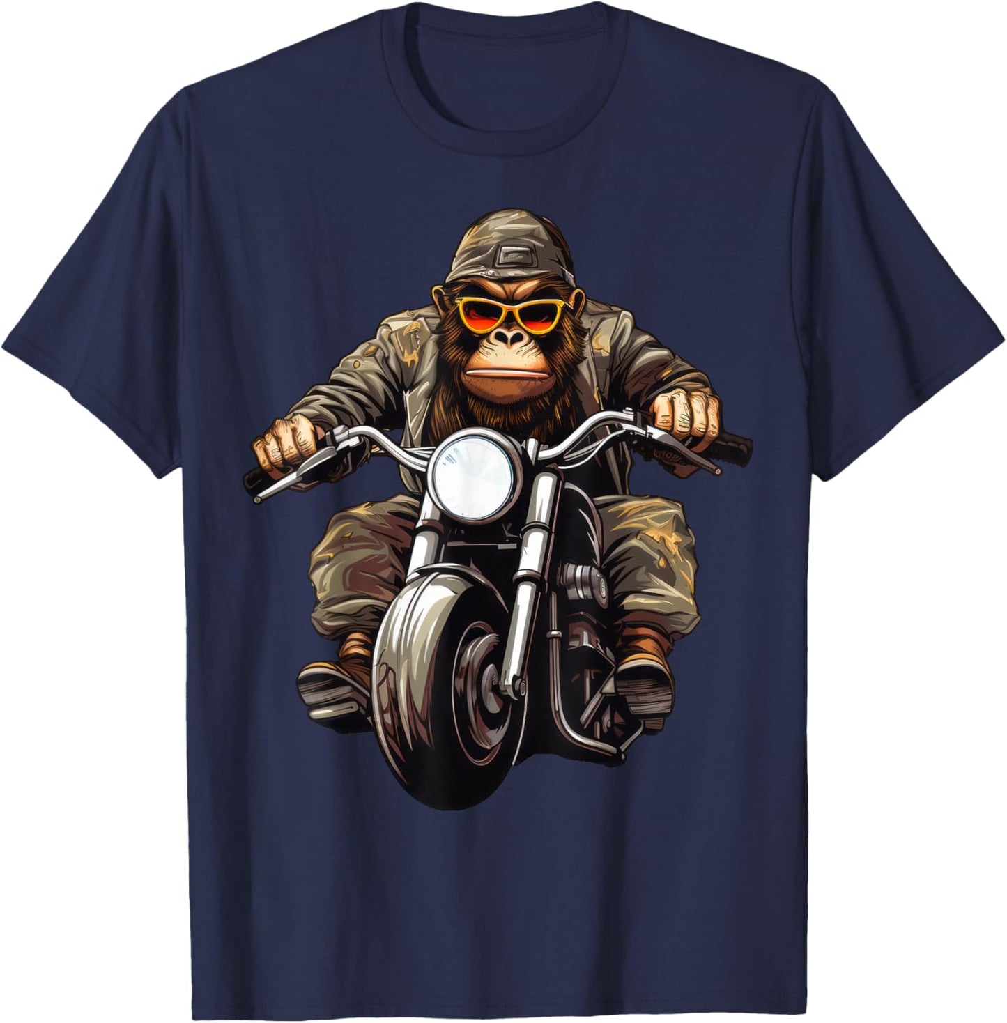 Monkey Motorcycle / Motorcyclist Monkey T-Shirt - T-Shirt | Navy