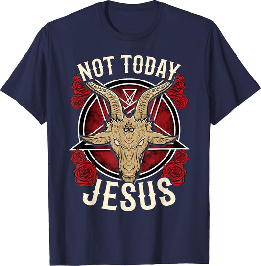 Not Today Jesus I Satanic Atheist T-Shirt - T-Shirt | Navy