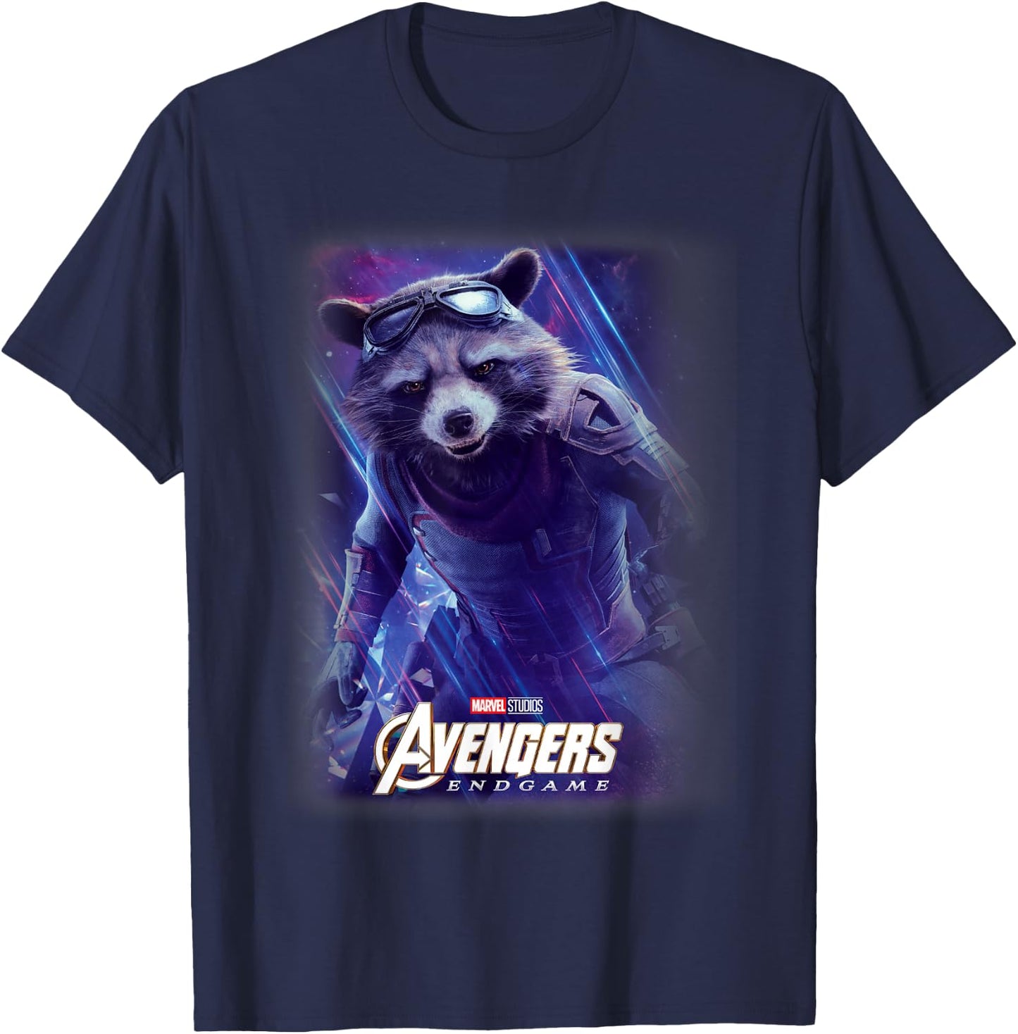 Marvel Avengers Endgame Rocket Raccoon Galactic Space Poster T-Shirt - T-Shirt | Navy