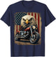 Motorcycle USA Flag Retro Biker Chopper T-Shirt - T-Shirt | Navy