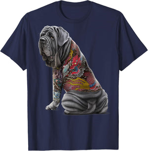 Neapolitan Mastiff Dog with Japanese Dragon Tattoo Irezumi Women Kids T-Shirt - T-Shirt | Navy