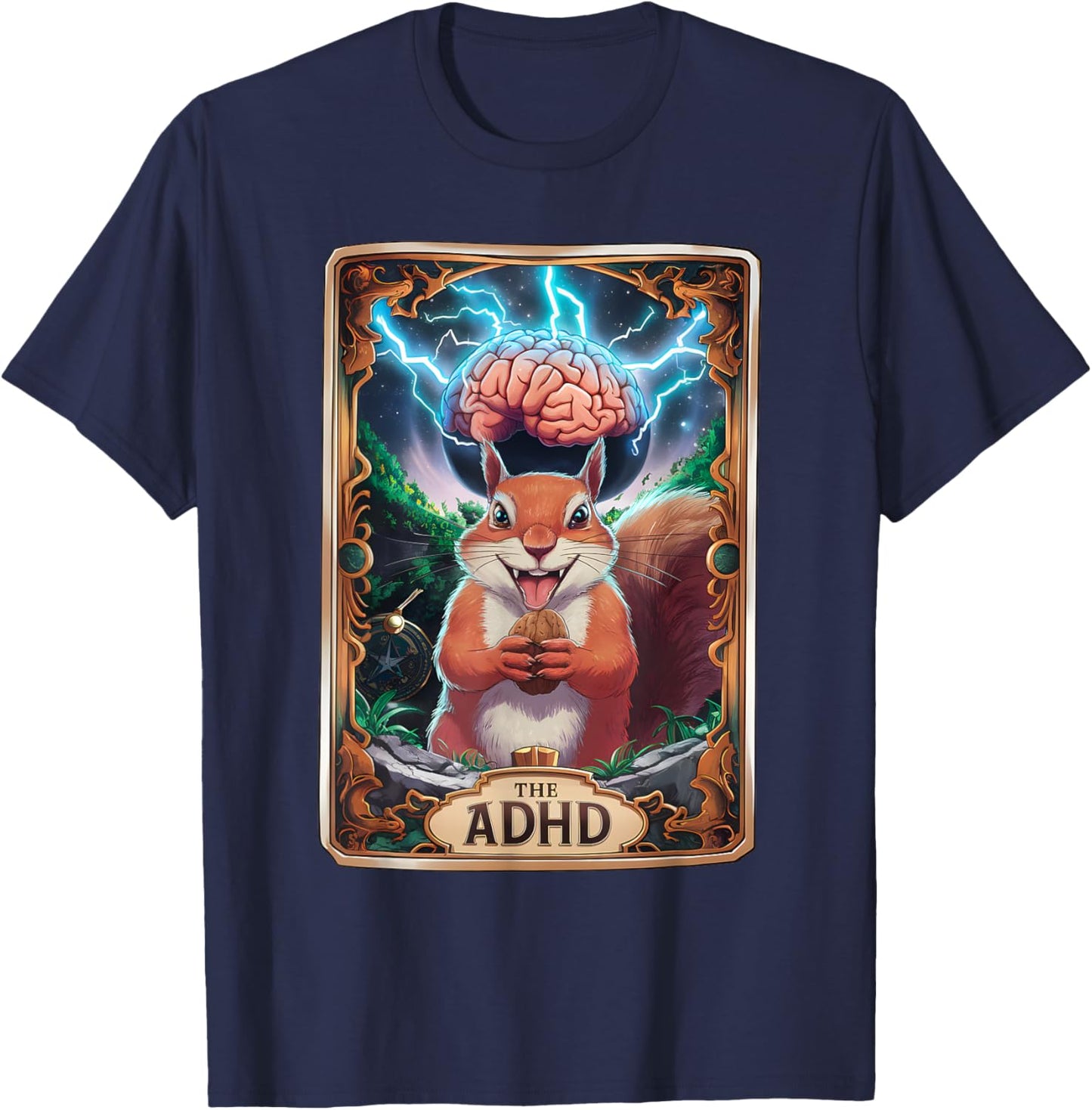 The ADHD Funny Tarot Card Squirrel Autism Awareness T-Shirt - T-Shirt | Navy