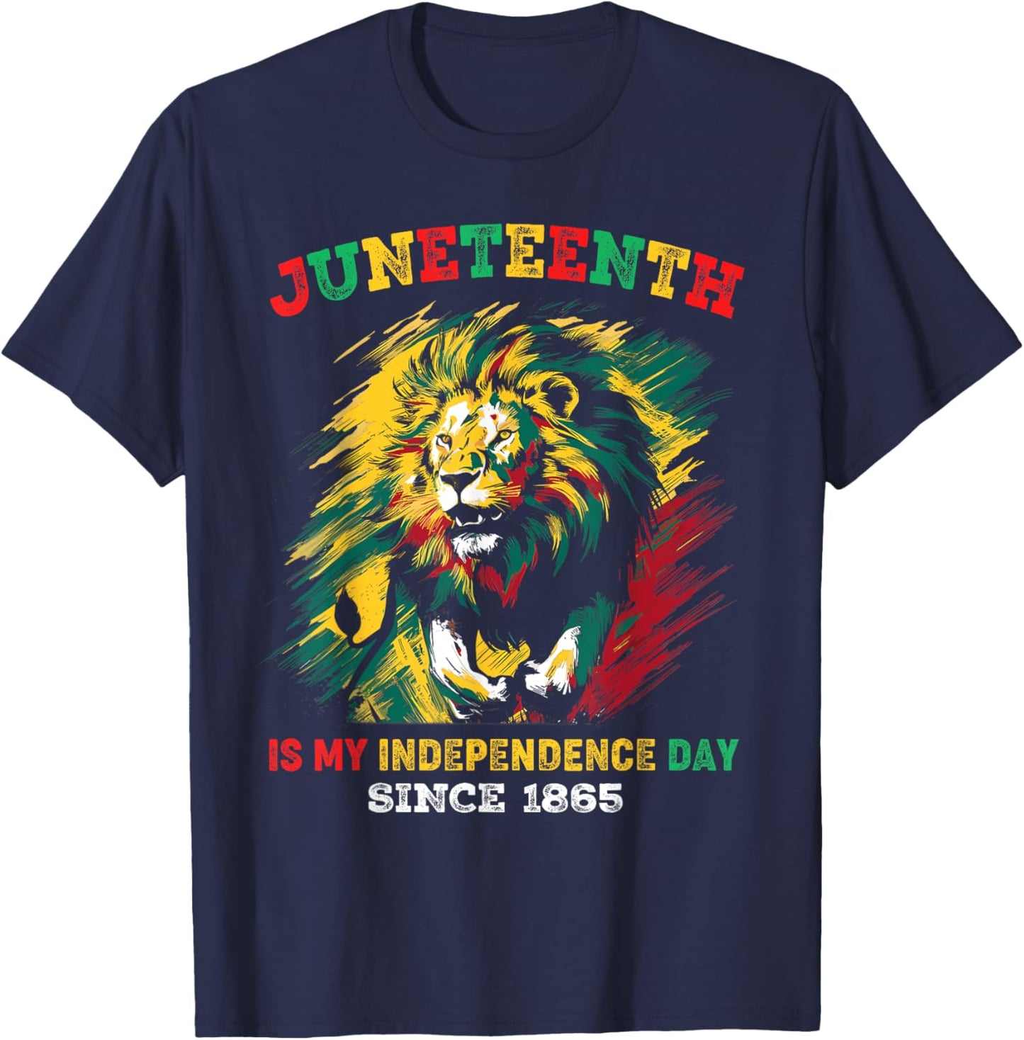 Juneteenth Is My Independence Day Lion Free-ish Since 1865 Kids Men T-Shirt - T-Shirt | Navy