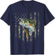 Camo American Flag Bass Fishing Fishermen Patriotic USA Flag T-Shirt - T-Shirt | Navy