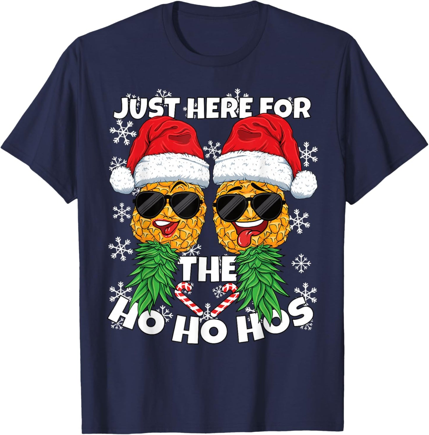 Swinger Here for the Ho Ho Hos Pineapple Christmas T-Shirt - T-Shirt | Navy