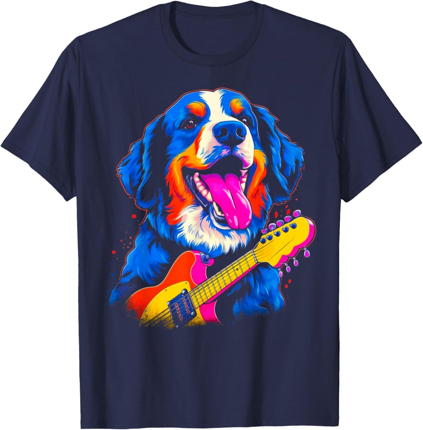Bernese Mountain Dog Guitar T-Shirt - T-Shirt | Navy