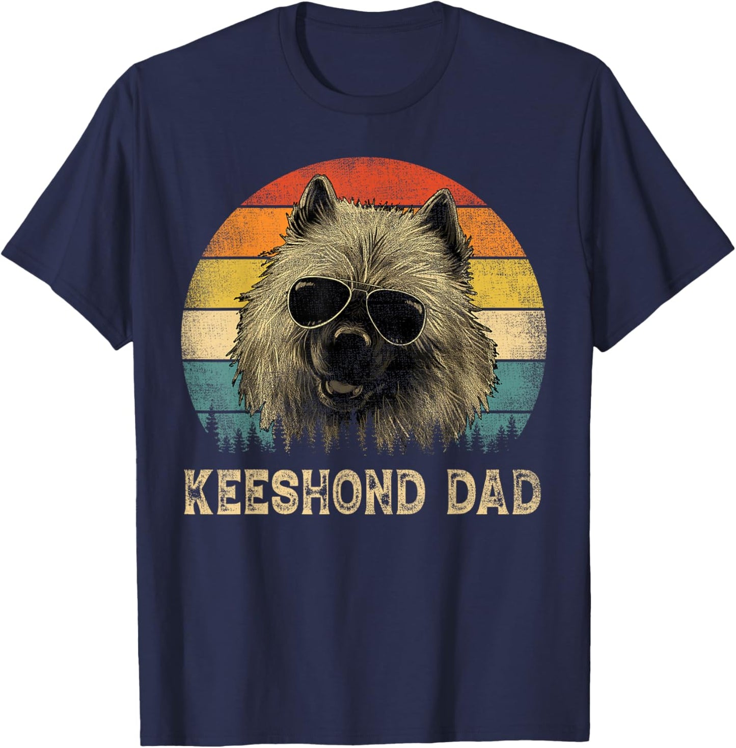 Vintage Keeshond Dad Dog Lovers Father's Day T-Shirt - T-Shirt | Navy