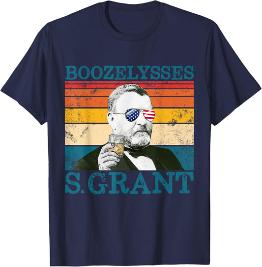 Boozelysses S. Grant Retro Drinking President Ulysses Grant T-Shirt - T-Shirt | Navy