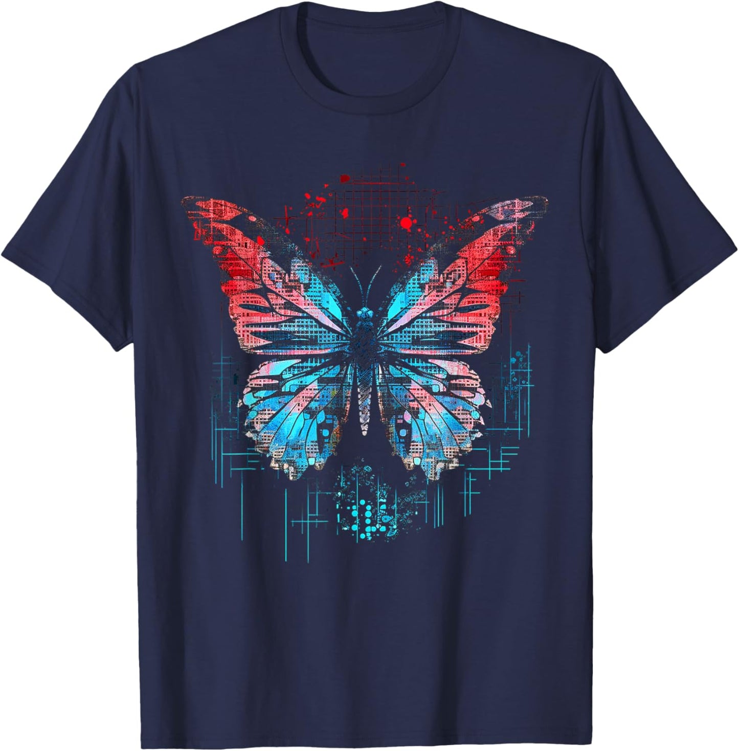 Schmetterling Fantasy Geometrische Tierkunst Schmetterling T-Shirt - T-Shirt | Navy