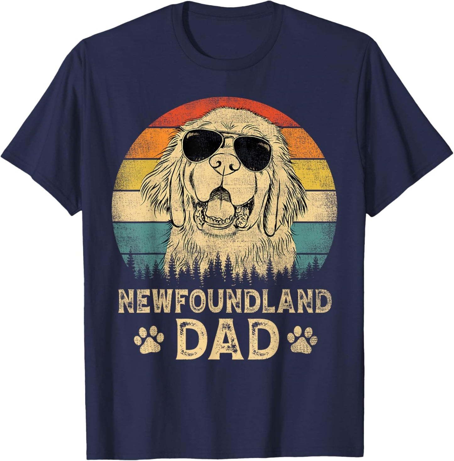 Vintage Newfoundland Dad Dog Lovers Father's Day Men Women T-Shirt - T-Shirt | Navy