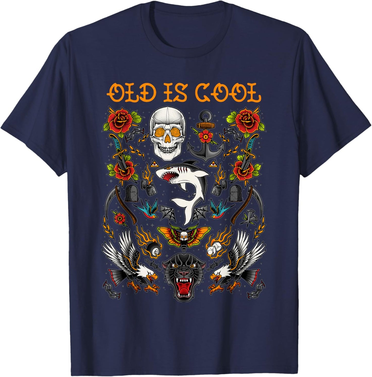 Old School Traditional Tattoo Style Shirt for Tattoo Artist T-Shirt - T-Shirt | Navy
