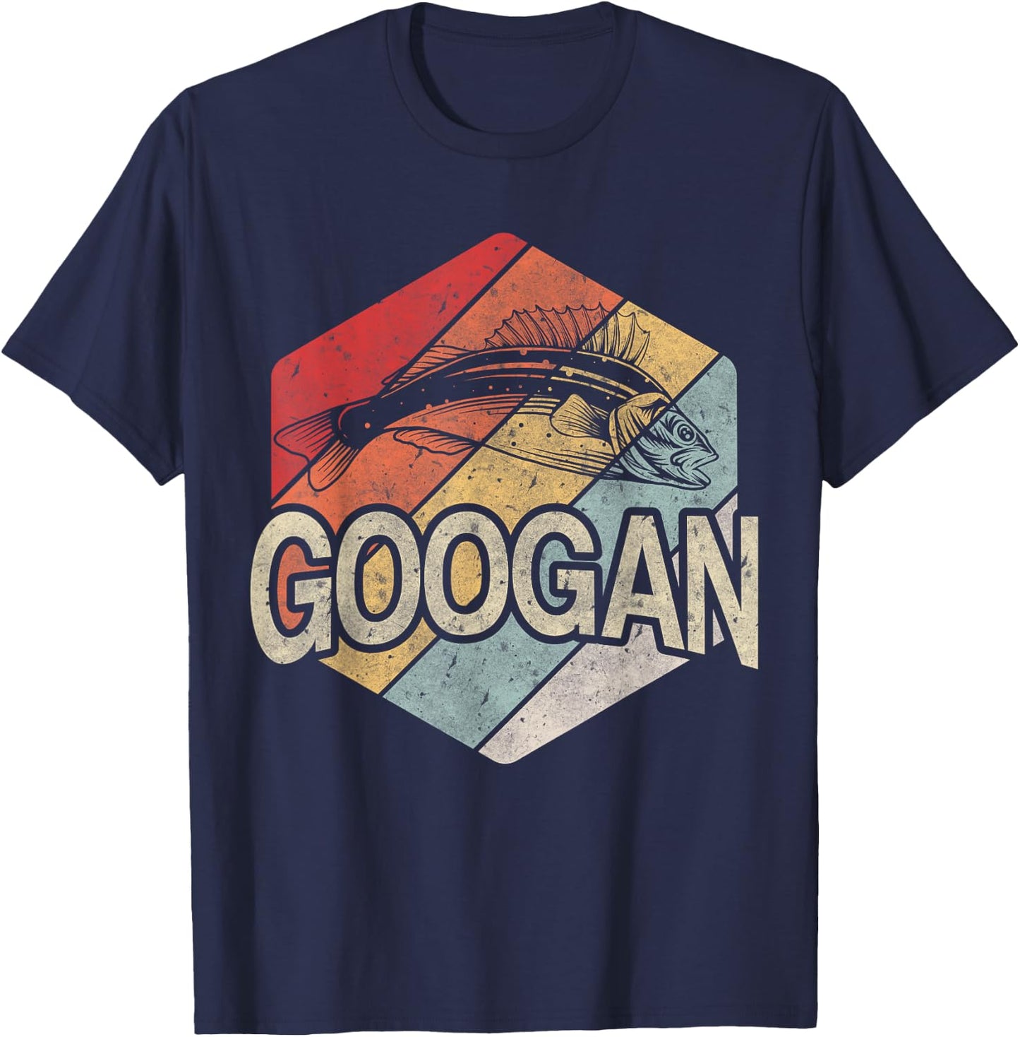 Retro Googan Fish Fishing Vintage Sunset Funny Fisherman Fan T-Shirt - T-Shirt | Navy