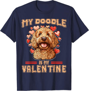My Doodle Is My Valentine Doodle Dog Valentine's Day Dog Mom T-Shirt - T-Shirt | Navy