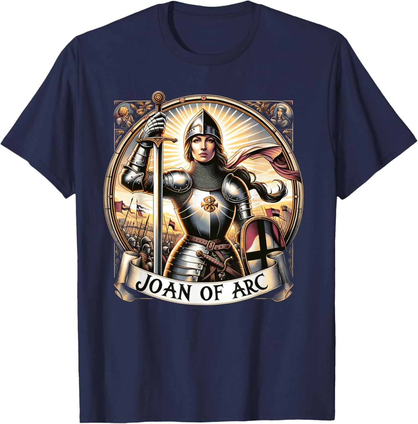Saint Joan of Arc Catholic T-Shirt - T-Shirt | Navy