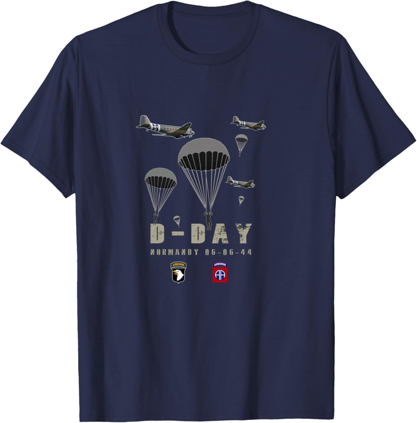 USA Paratroopers D-Day WWII Normandy 82nd 101nd Airborne T-Shirt - T-Shirt | Navy