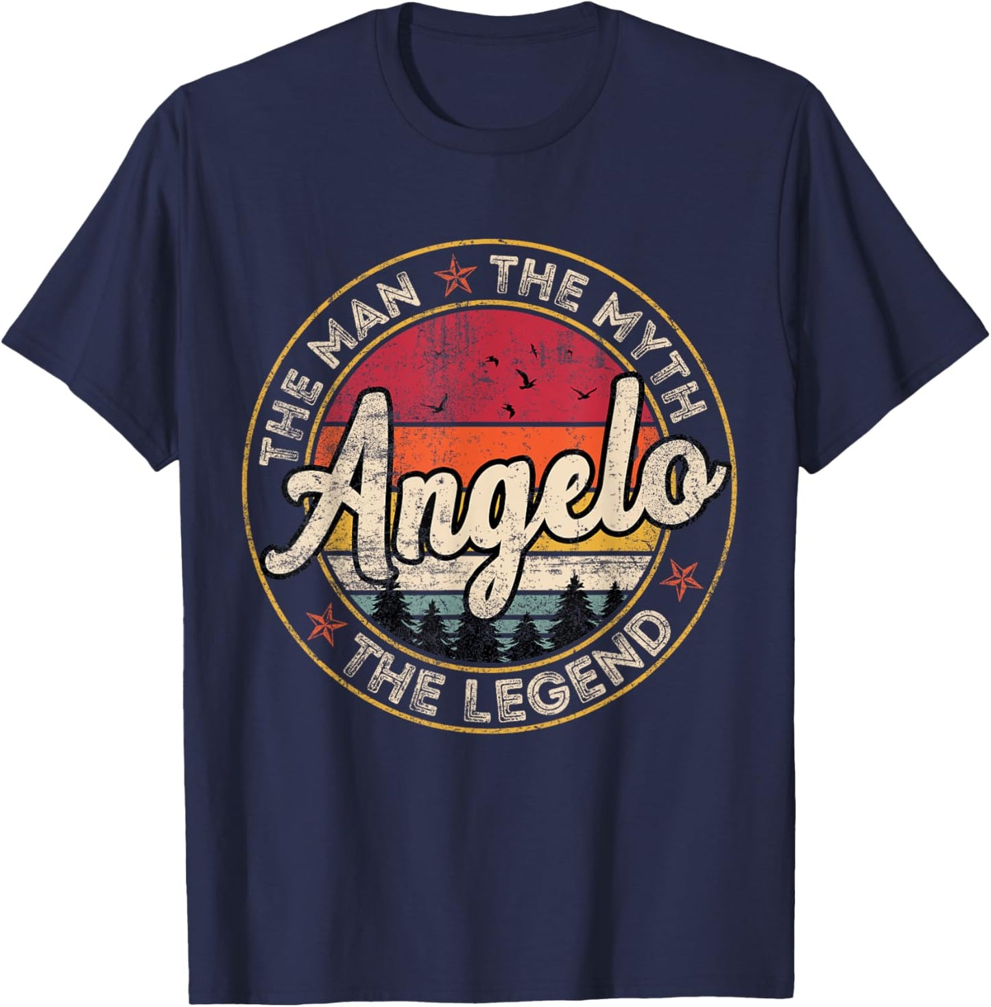 Angelo The Man The Myth The Legend Personalized Name T-Shirt - T-Shirt | Navy