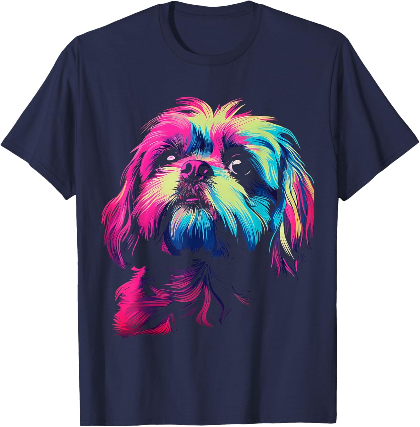 Shih Tzu Graphic Pet Illustration Dog Shih Tzu T-Shirt - T-Shirt | Navy