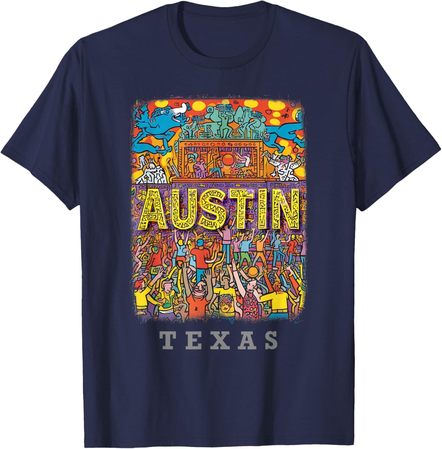 Austin Texas TX Live Music Scene SD715 T-Shirt - T-Shirt | Navy
