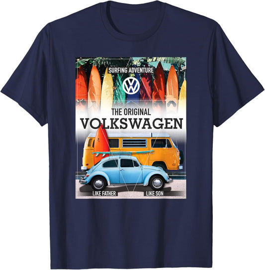 Volkswagen Surfing Adventure Beetle & Camper T-Shirt - T-Shirt | Navy