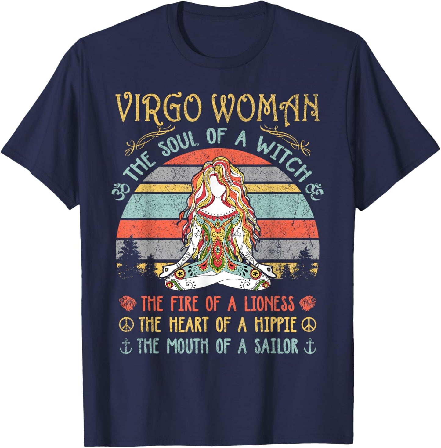 Virgo Woman The Soul Of A Witch Vintage Birthday T-Shirt - T-Shirt | Navy