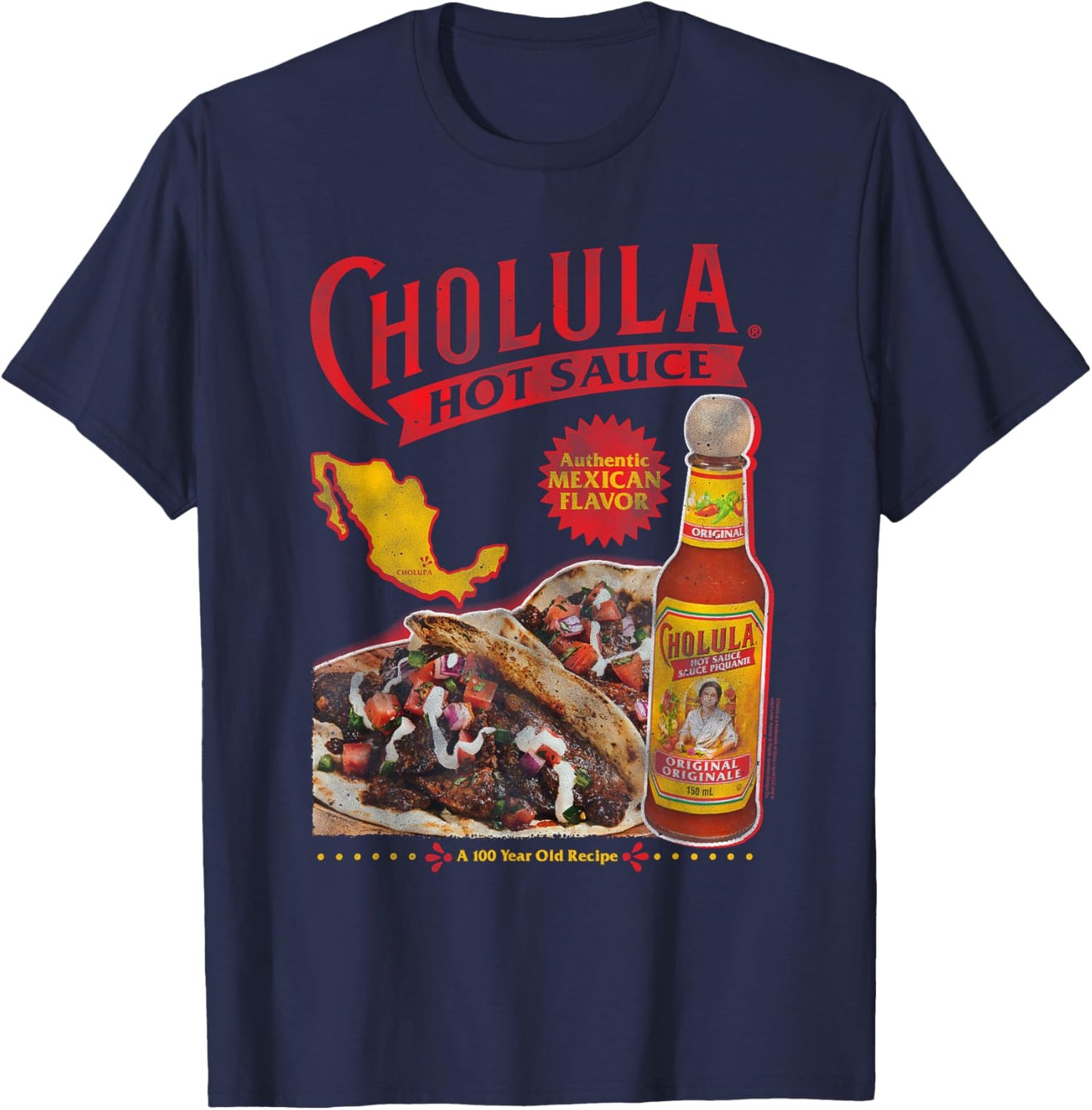 Cholula Authentic Mexican Flavor Hot Sauce T-Shirt - T-Shirt | Navy