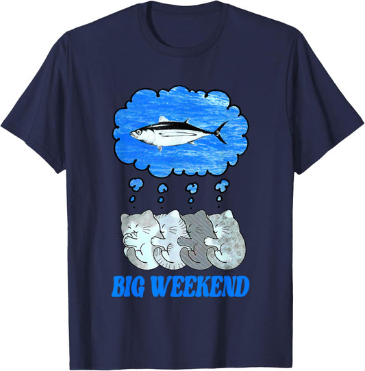 Paperbeatsscissors Big Weekend Cats Dreaming T-Shirt - T-Shirt | Navy