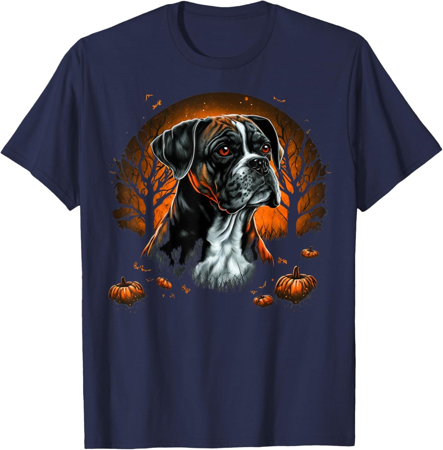 Pumpkin Boxer Dog costume on Boxer Dog Halloween Women Kids T-Shirt - T-Shirt | Navy
