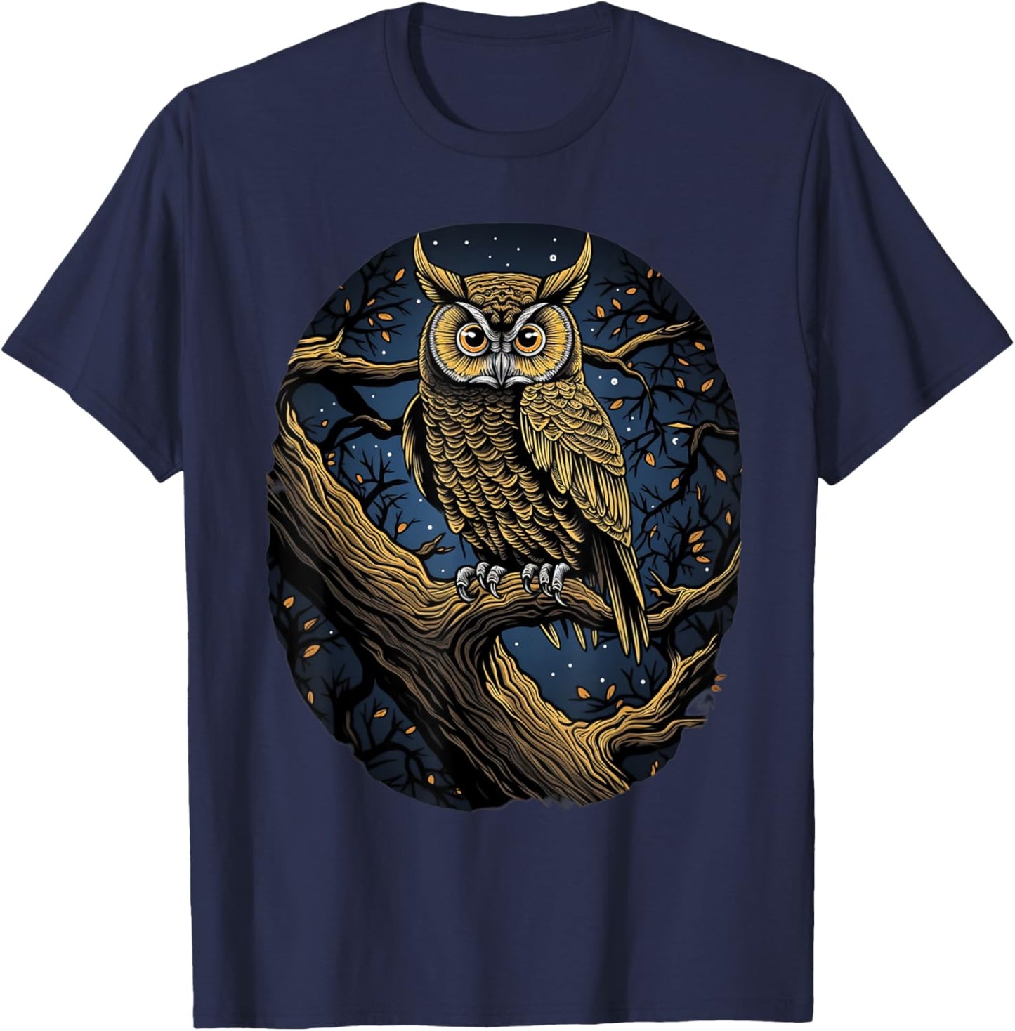 Moonlit Majesty Owl T-Shirt - T-Shirt | Navy