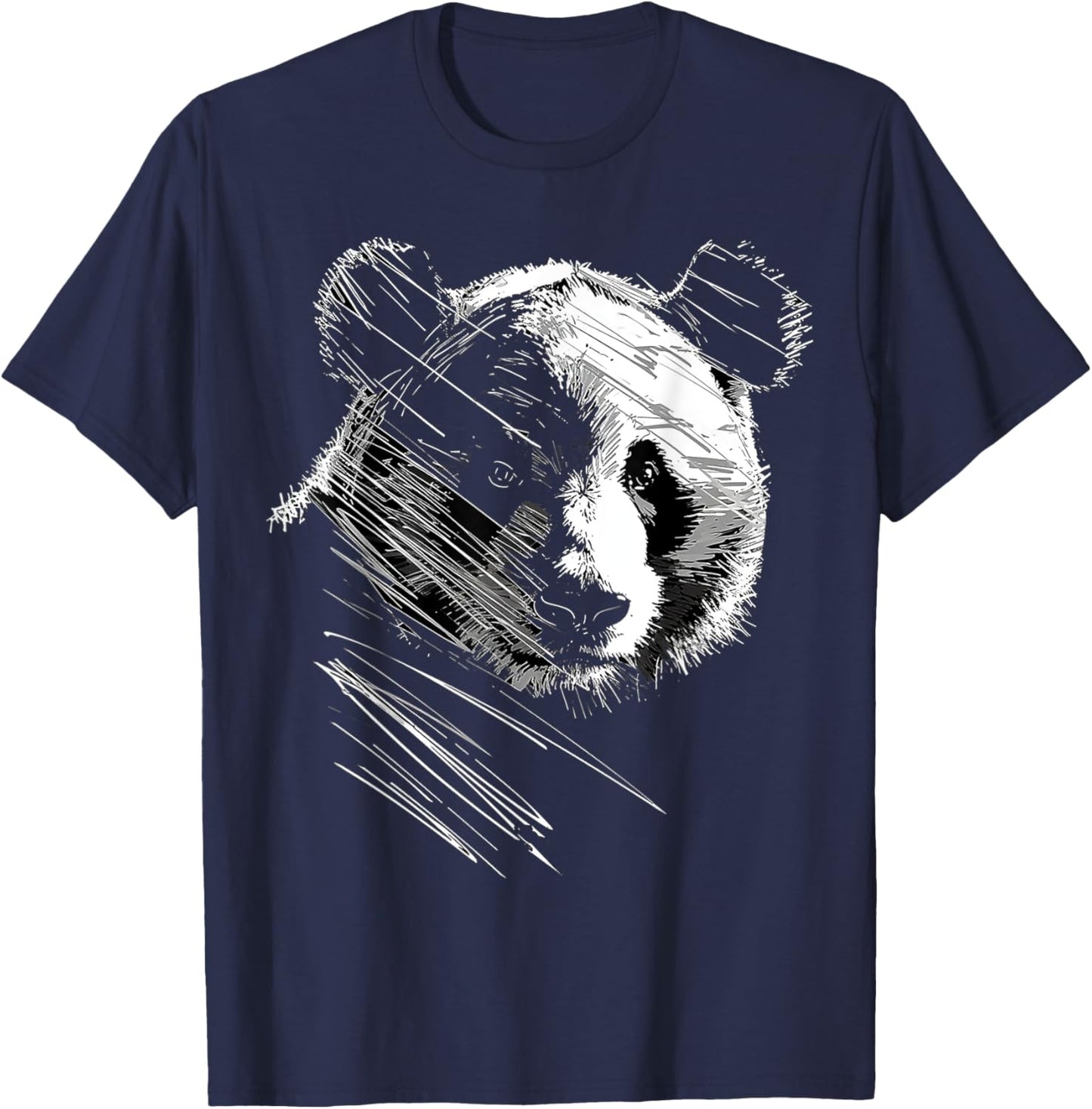 Panda Drawing Animal Abstract Art Panda T-Shirt - T-Shirt | Navy