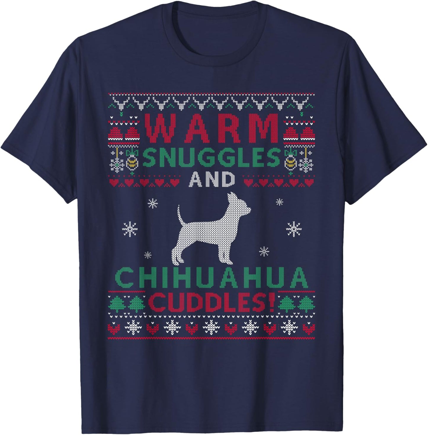 Christmas Chihuahua Dog Cuddles Pet Owners Women Kids T-Shirt - T-Shirt | Navy