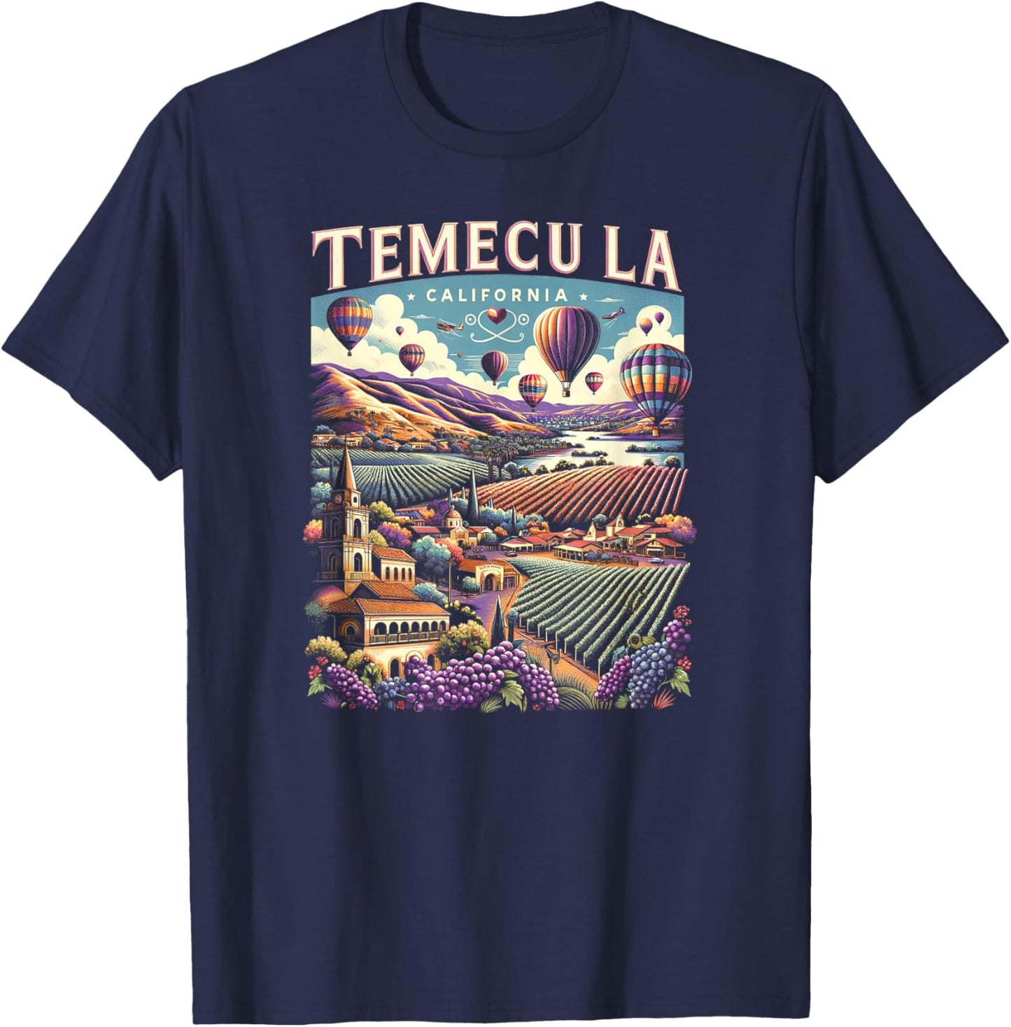 Temecula California Retro Sunset Vintage Inspired T-Shirt - T-Shirt | Navy