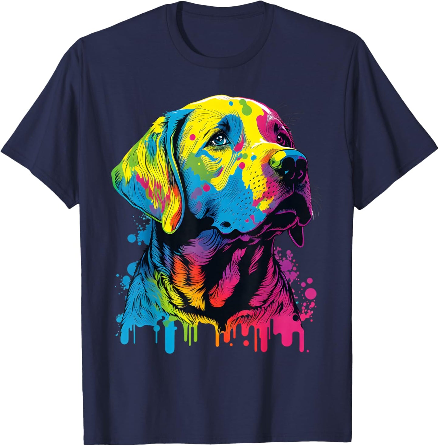 Colorful Pop Art Labrador Retriever For Dog Lover Labs Owner Men Women Girls Kids T-Shirt - T-Shirt | Navy
